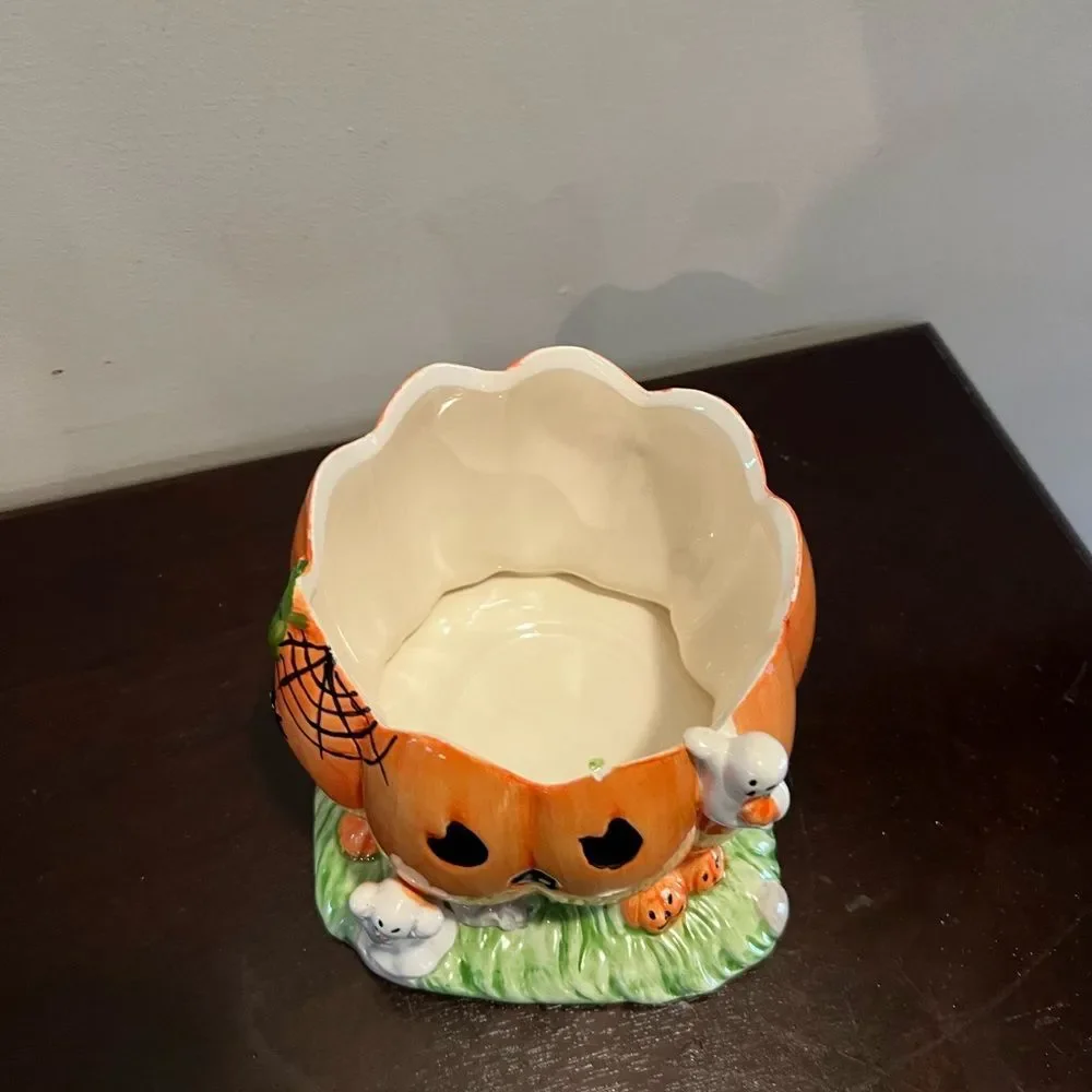 HALLOWEEN Blue Sky Ceramic Pumpkin Candy Dish listing-status-banner